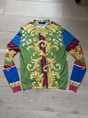 100% Authentic Versace Baroque Print Long Sleeve Silk Sweater IT 48